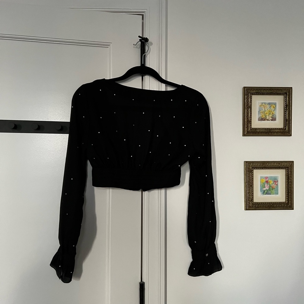 Rhinestone Crop With Custom Button Front Closure - image 2